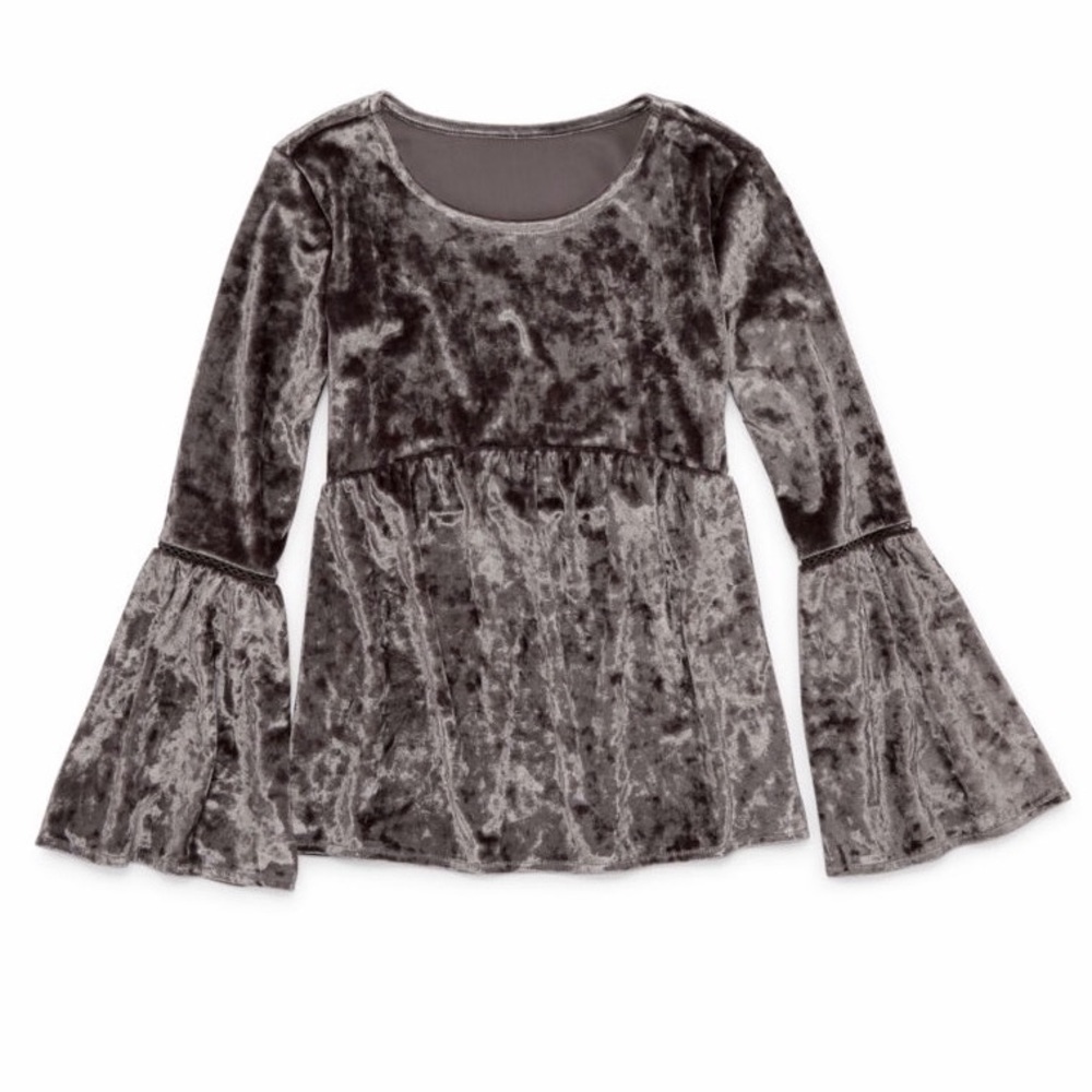 Velvet bell sleeve fashion top